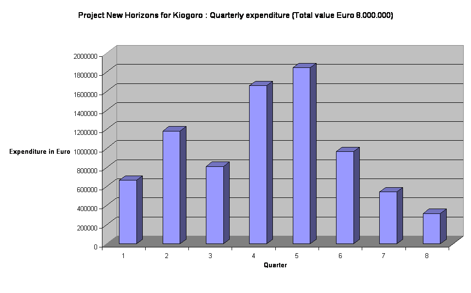 Project New Horizons for Kiogoro : Quarterly expenditure (Total value Euro 8.000.000)